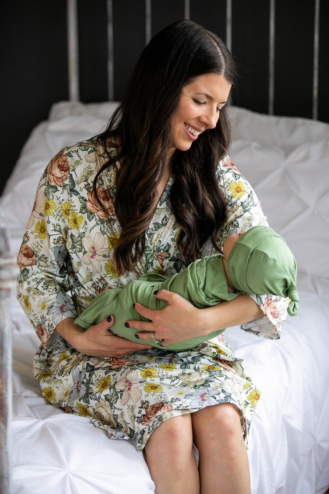 Robe and Swaddle Set matching hospital Set maternity Robe gender Neutral gift for Wife baby Gift baby Boy mommy and Me sage Green going Home Etsy Canada