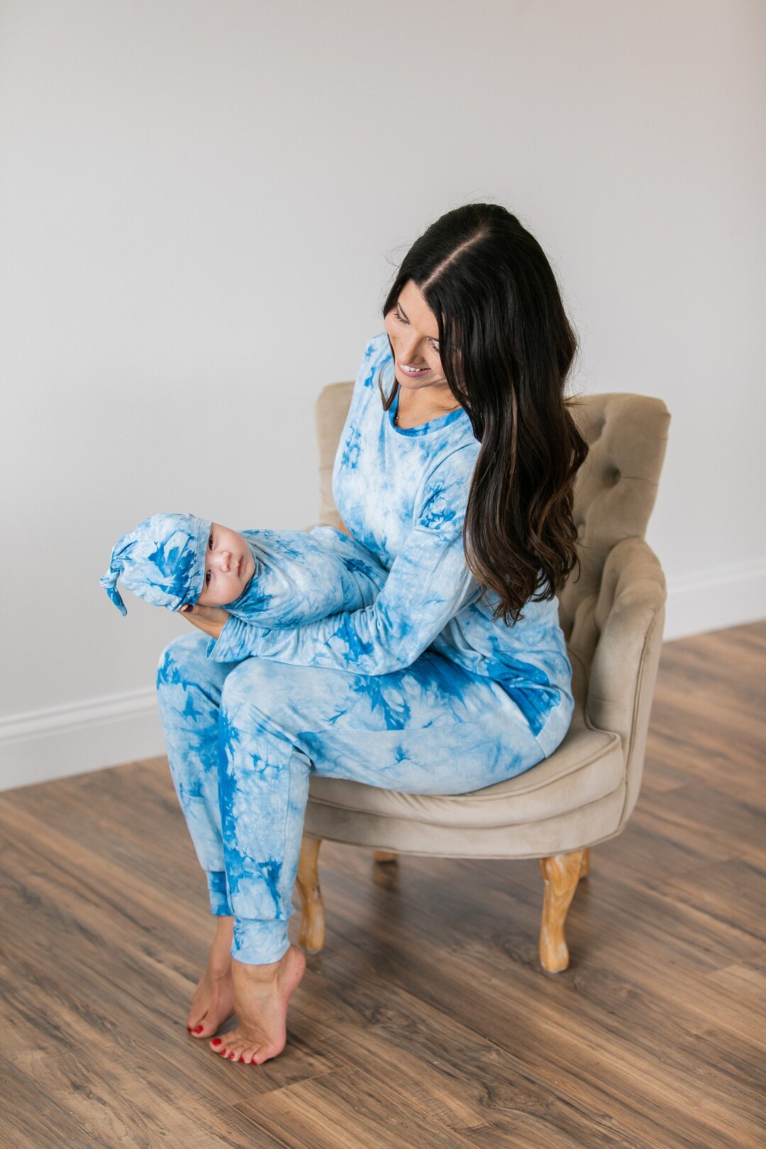 Tie Dye Mommy and Me Lounge Set and Matching Swaddle,matching Pajamas