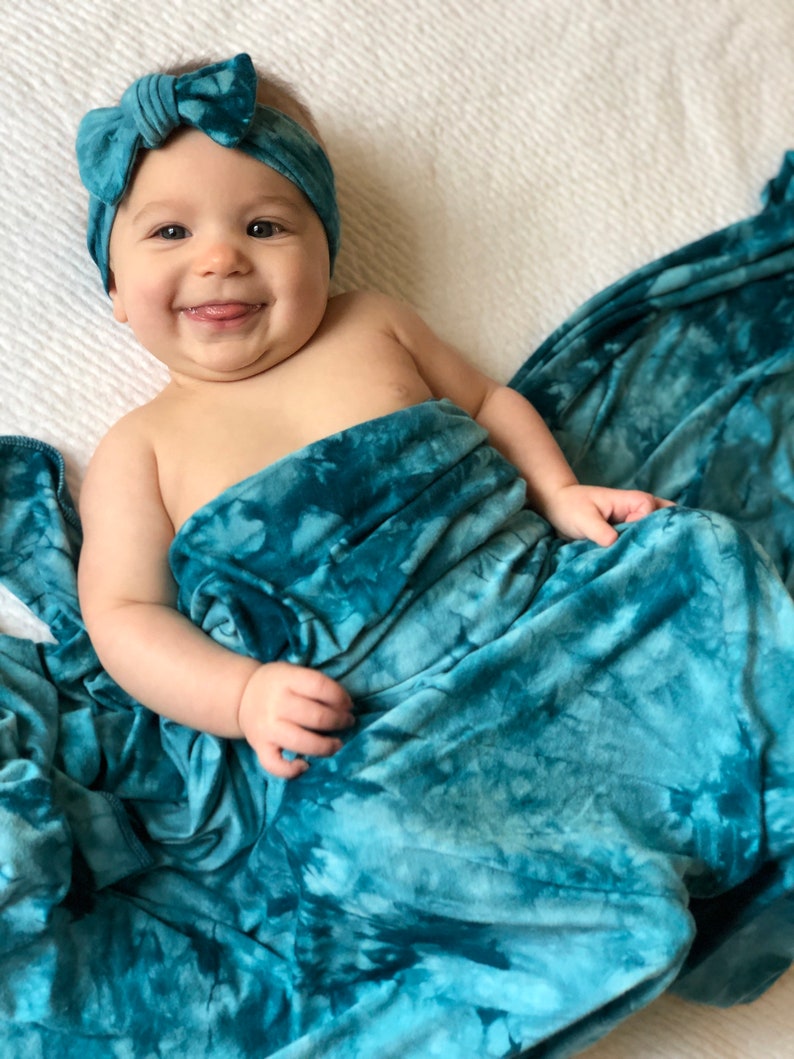 Teal Tie Dye Maternity Robe and Matching Swaddle SetMommy and Etsy