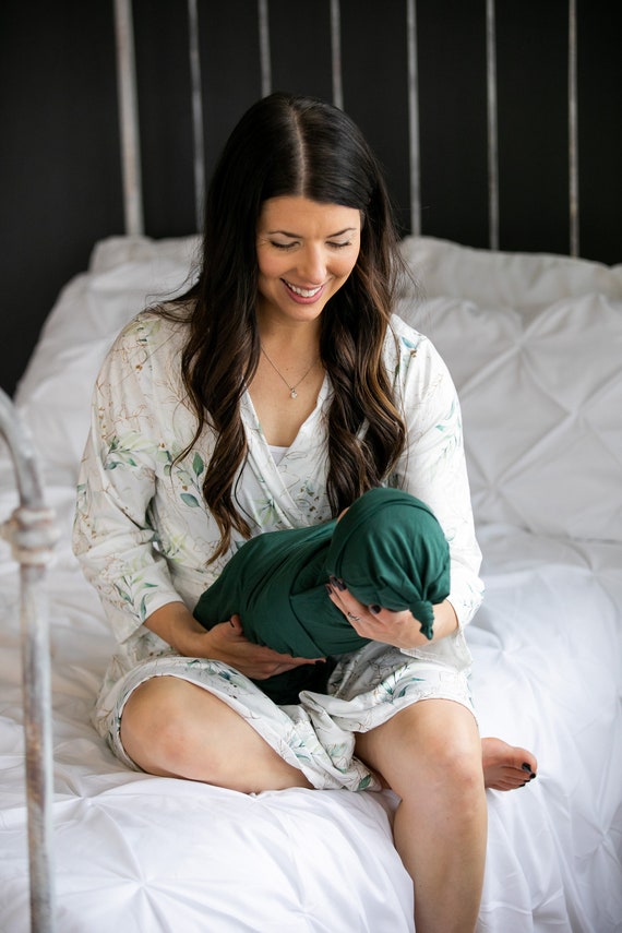 Mom and baby matching robe and swaddle set sale