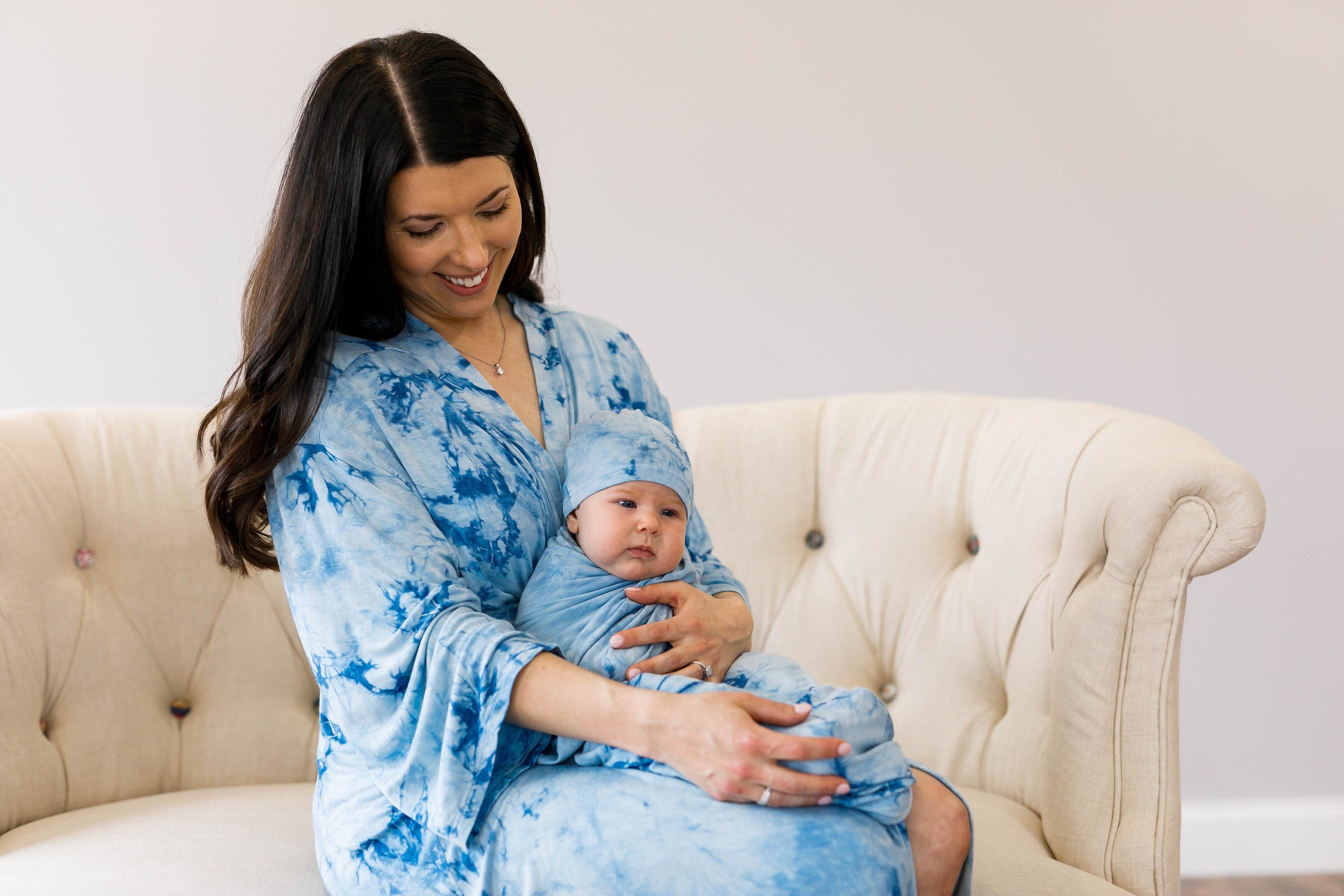mommy and baby boy matching hospital outfits