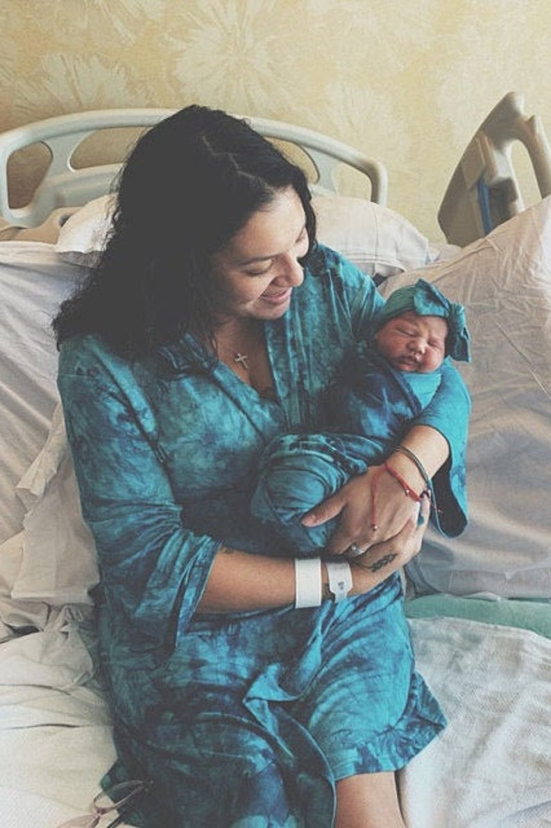 Teal Tie Dye Maternity Robe and Matching Swaddle SetMommy and Etsy