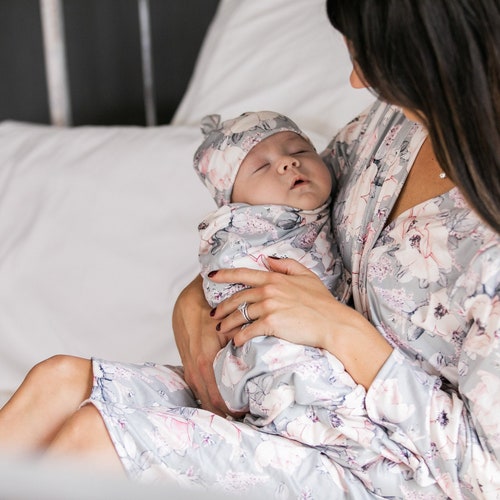 Maternity Robe and Swaddle Set Mommy and Me Outfits Hospital Etsy