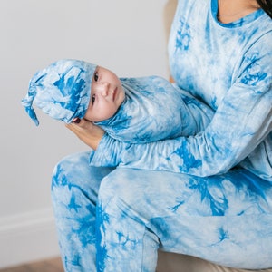 Tie Dye Mommy and Me Lounge Set and Matching Swaddle,Matching Pajamas and Swaddle Set,Pink,Hospital Sets,Postpartum Pajamas,Hospital Bag image 5