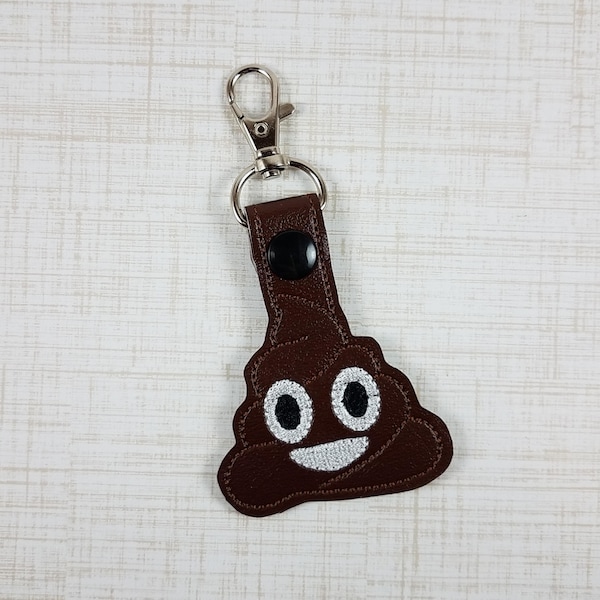 Poop Emoji Keychain, Poop Keychain, Poop Party Favor, Poop Stocking Stuffer, Emoji Gift, Poop Gift, Snap Tab, Poop Key Fob, Bag Tag