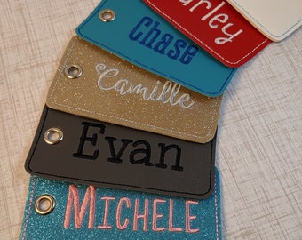 Personalized Name Tag, Luggage Tag, Embroidered Name, Personalized Tag, Backpack Tag, Custom Name Tag, Diaper Bag Tag, Gym Bag Tag