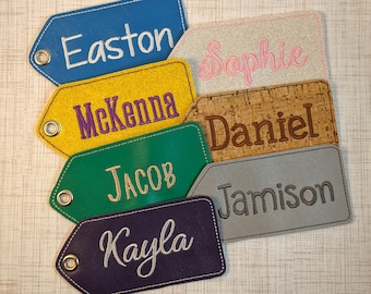Personalized Luggage Tag, Embroidered Name, Personalized Tag, Backpack Tag, Custom Name Tag, Diaper Bag Tag, Gym Bag Tag