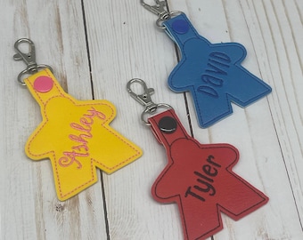 Meeple Keychain, Custom Meeple Keychain, Personalized Meeple Keychain, Gamer Gift, Meeple Tag, Backpack Keychain, Personalized Name Tag