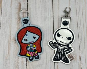 Sally Inspired Chibi Keychain, Jack Inspired Chibi Keychain, Sally Tag, Jack Tag, Nightmare Before Christmas Keychain, Jack and Sally