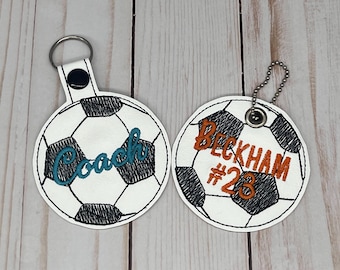 Personalized Soccer Nametag, Personalized Soccer Keychain, Custom Soccer Tag, Soccer Backpack Tag, Soccer Team Gift, Soccer Gift, Soccer Bal