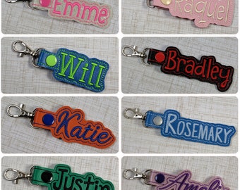 Name tag keychain, Embroidered Name Keychain, Backpack Tag, Personalized Keychain, Backpack Keychain, Custom Name Tag, Diaper Bag Tag