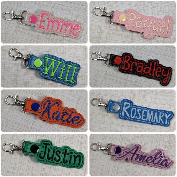 Name tag keychain, Embroidered Name Keychain, Backpack Tag, Personalized Keychain, Backpack Keychain, Custom Name Tag, Diaper Bag Tag