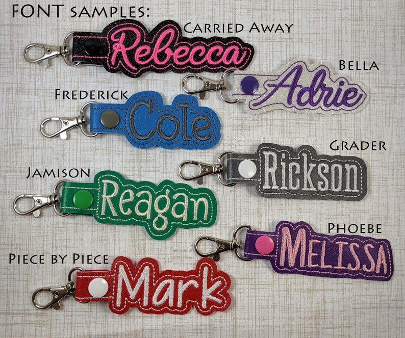 Name tag keychain Embroidered Name Keychain Backpack Tag Etsy