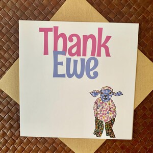 Carte de remerciement amusante - Design moderne simple - Parfaite pour les mariages, les affaires ou les remerciements Carte de remerciement avec slogan « Thank Ewe »