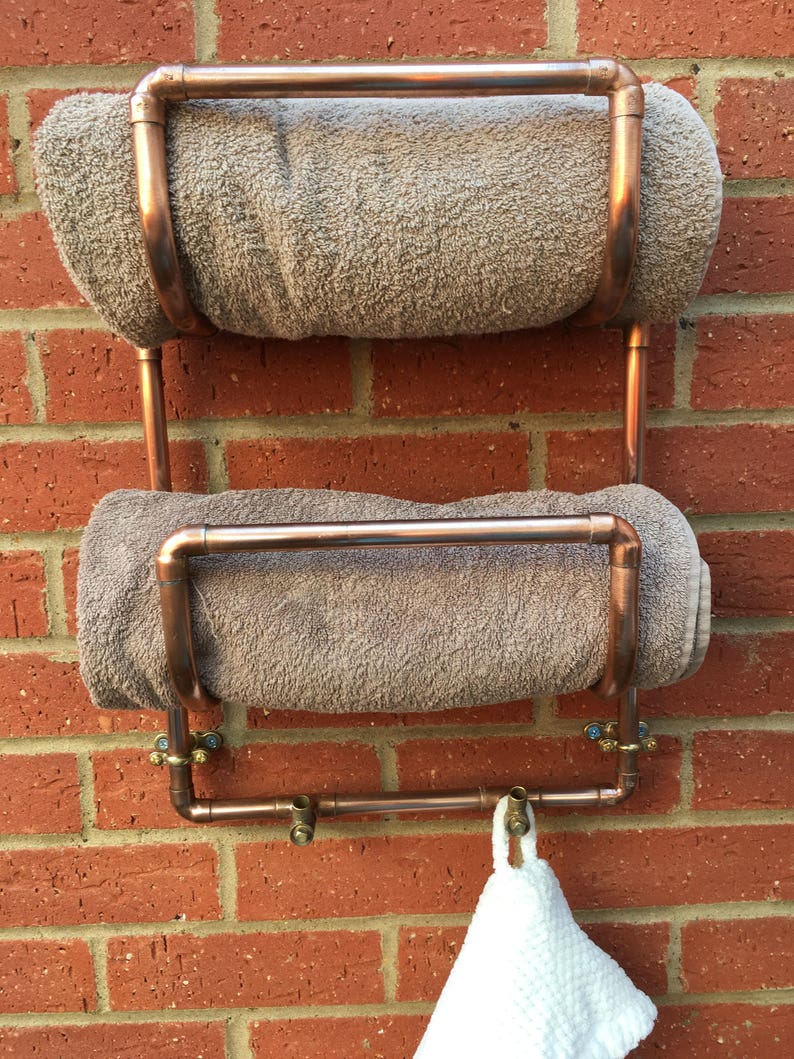 Copper towel holder towel rail towel shelf copper pipe Etsy
