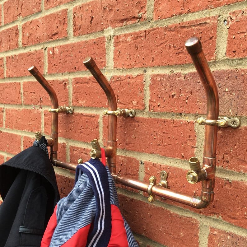 Copper Coat Rack 3 Hooks Wall Hooks Coat Hook Set Copper Etsy UK