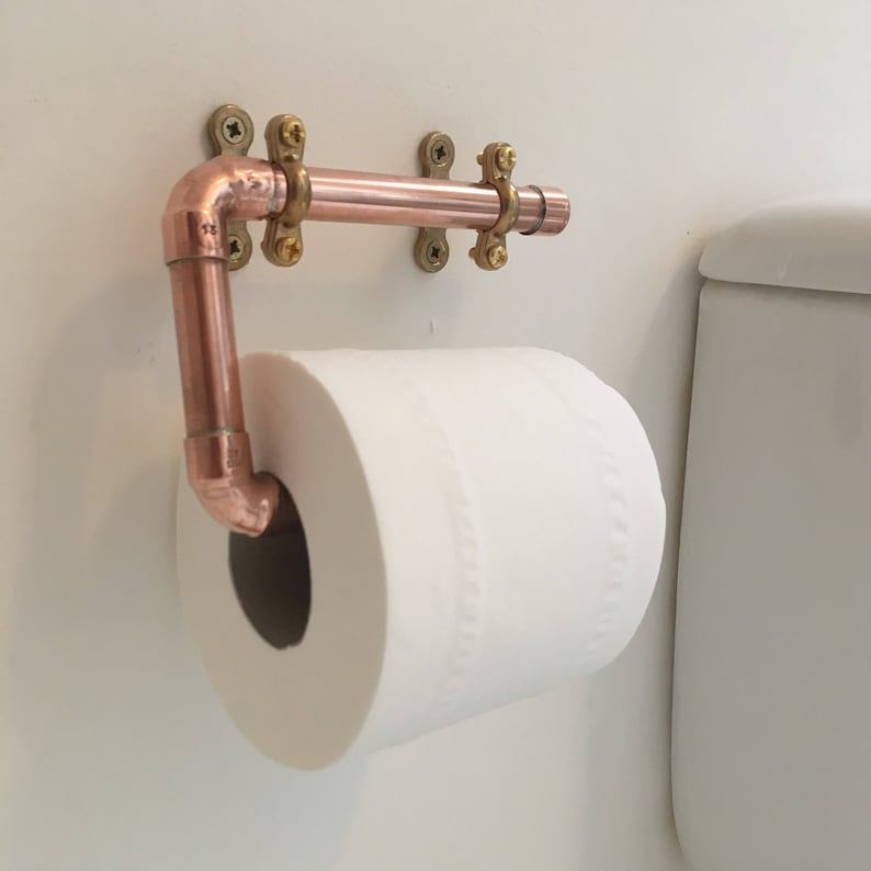 Copper toilet roll holder copper pipe industrial bathroom Etsy