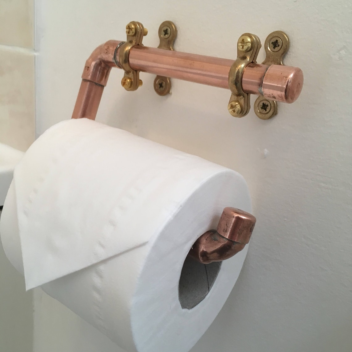 Copper toilet roll holder copper pipe industrial bathroom Etsy