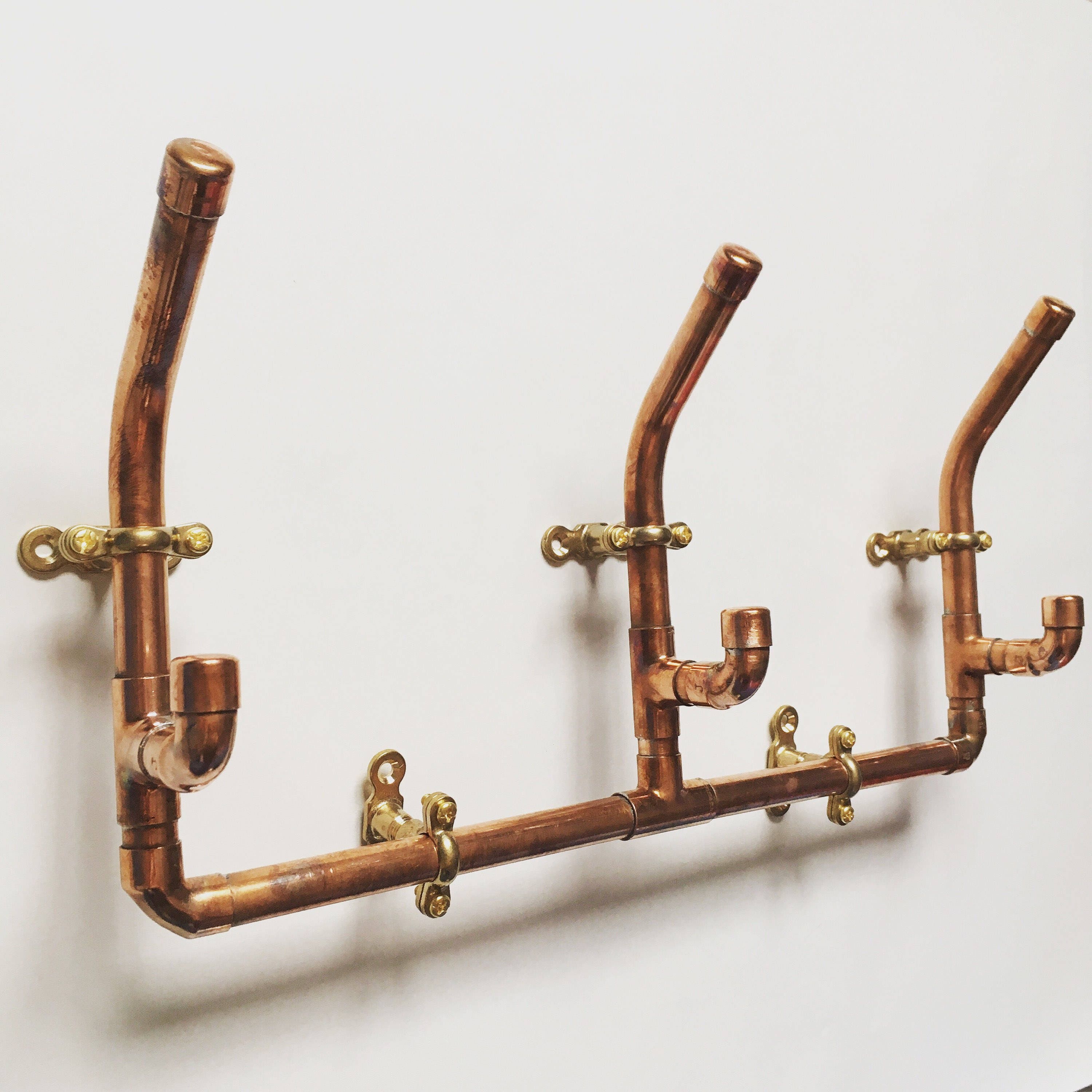 Copper Coat Rack 3 Hooks Wall Hooks Coat Hook Set Copper Etsy UK