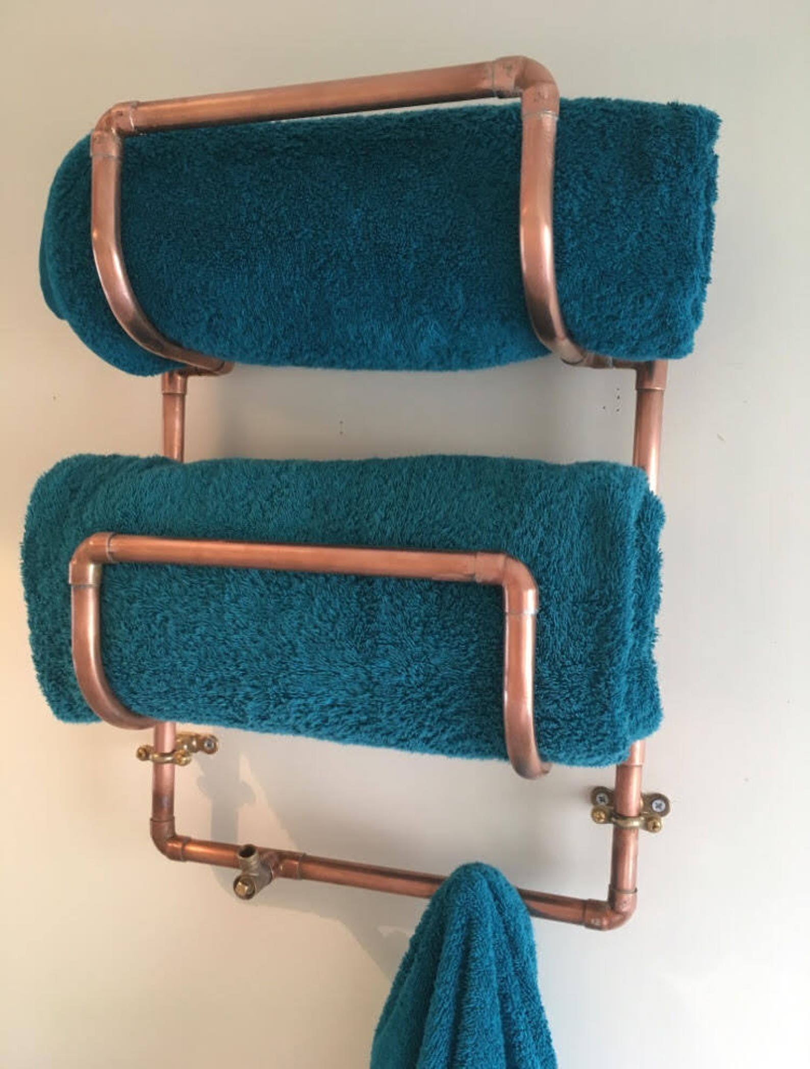 Copper towel holder towel rail towel shelf copper pipe Etsy