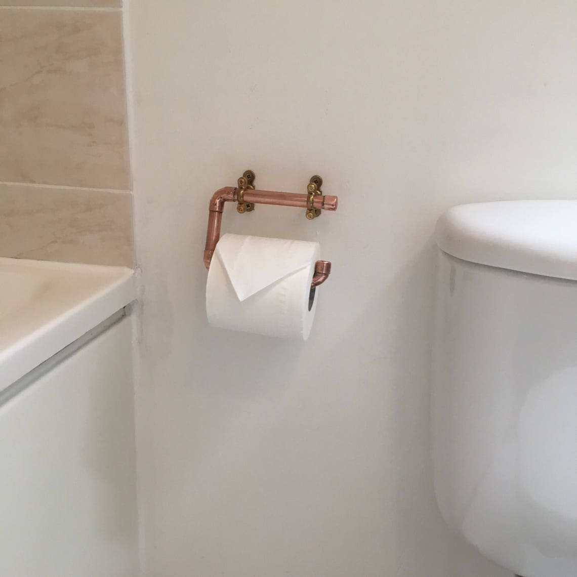 Copper toilet roll holder copper pipe industrial bathroom Etsy