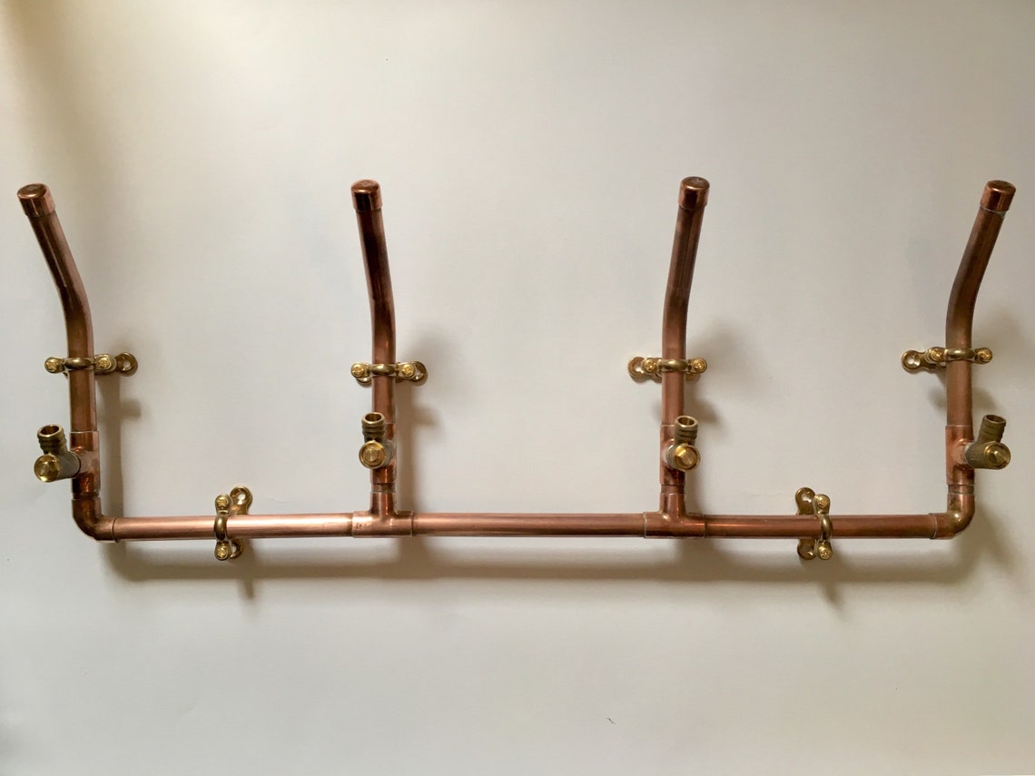 Copper coat rack 4 hooks wall hooks coat hook set copper Etsy