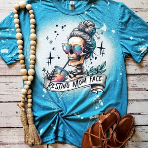 Resting Mom Face Skeleton T-Shirt: Funny Iced Coffee Graphic Tee
