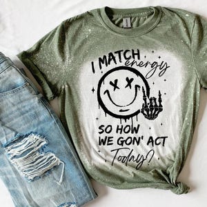 Match Energy Bleached T-Shirt: Vintage Goth Unisex Tee