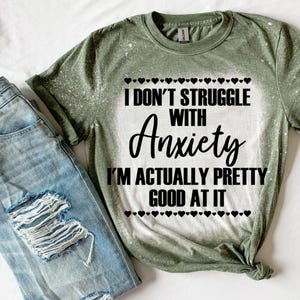 Bleached Graphic T-Shirt: Anxiety Mental Health Design - Plus Size Available