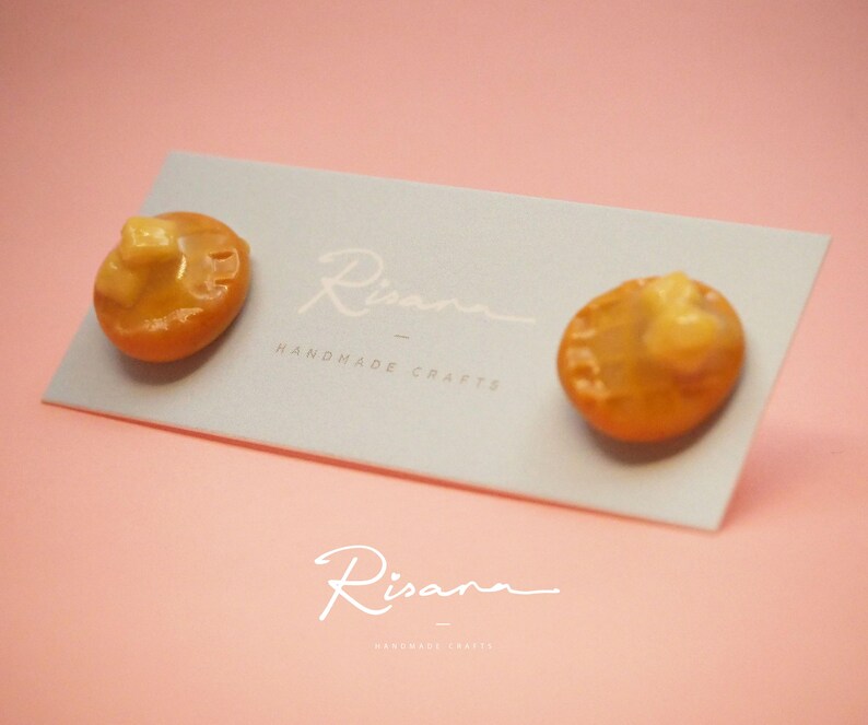 Stud Earrings Clay Jewellery Butter Waffles Foods Jewellery