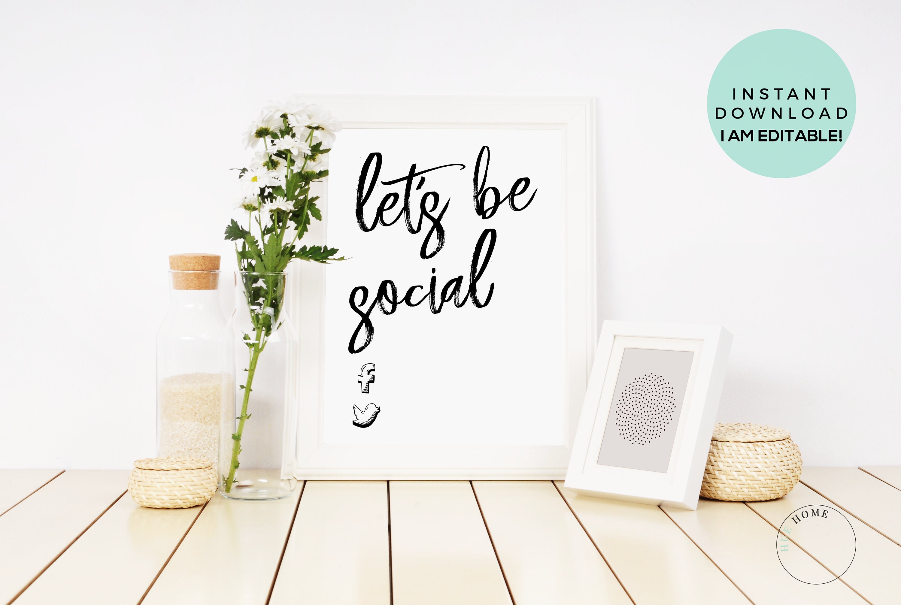 Social Media Let's Be Social Sign Hand drawn Social | Etsy