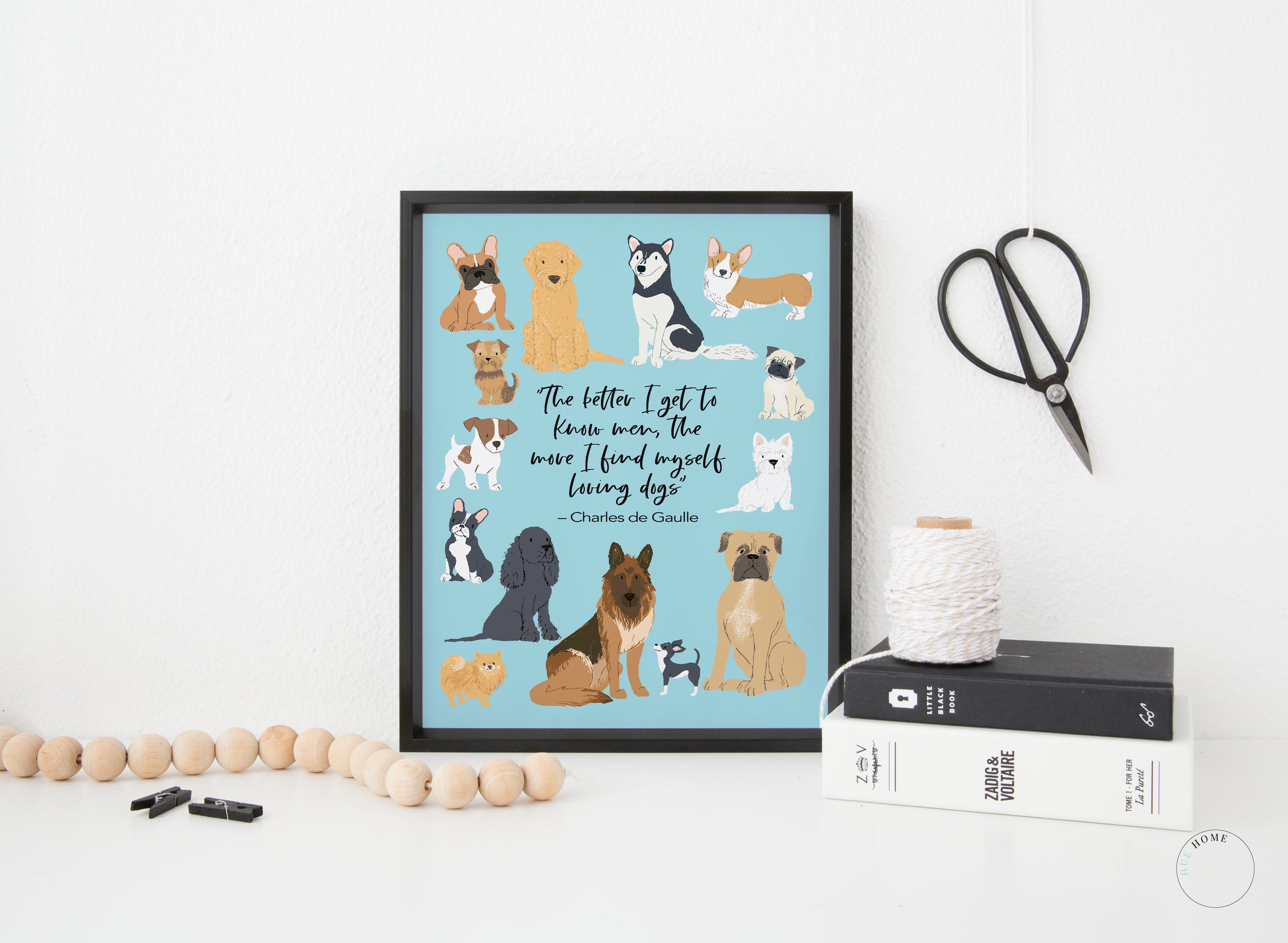 Dog Wall Art E Print Ilration Home Decor Lover Gift Poster