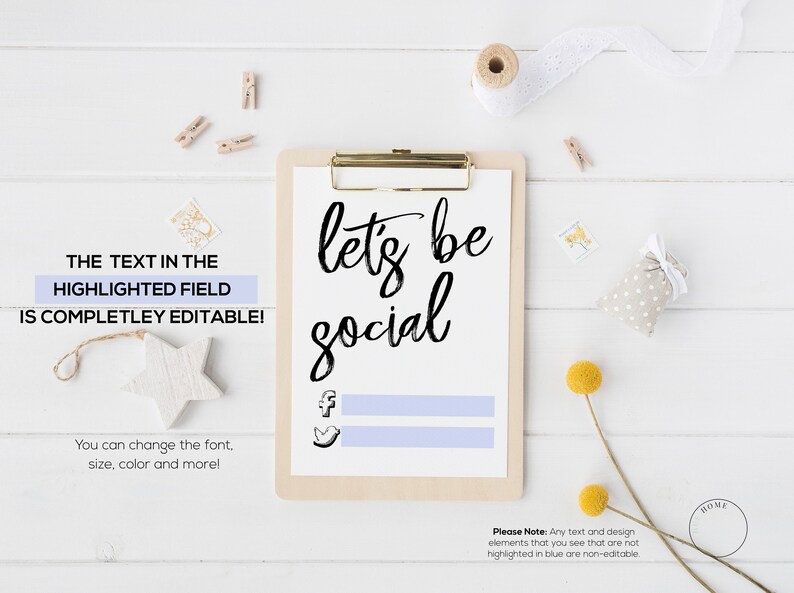 Social Media Let's Be Social Sign Hand drawn Social | Etsy