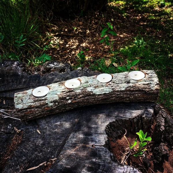 Tree Log Tealight Holder