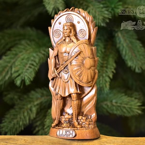 Oak Lugh Statue: Irish Celtic God Figurine, Pagan Altar Decor