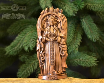 Sigyn Pagan goddess statue altar, Sigyn Wood figurine, Wooden sculpture, Wood carving, Altar pagan