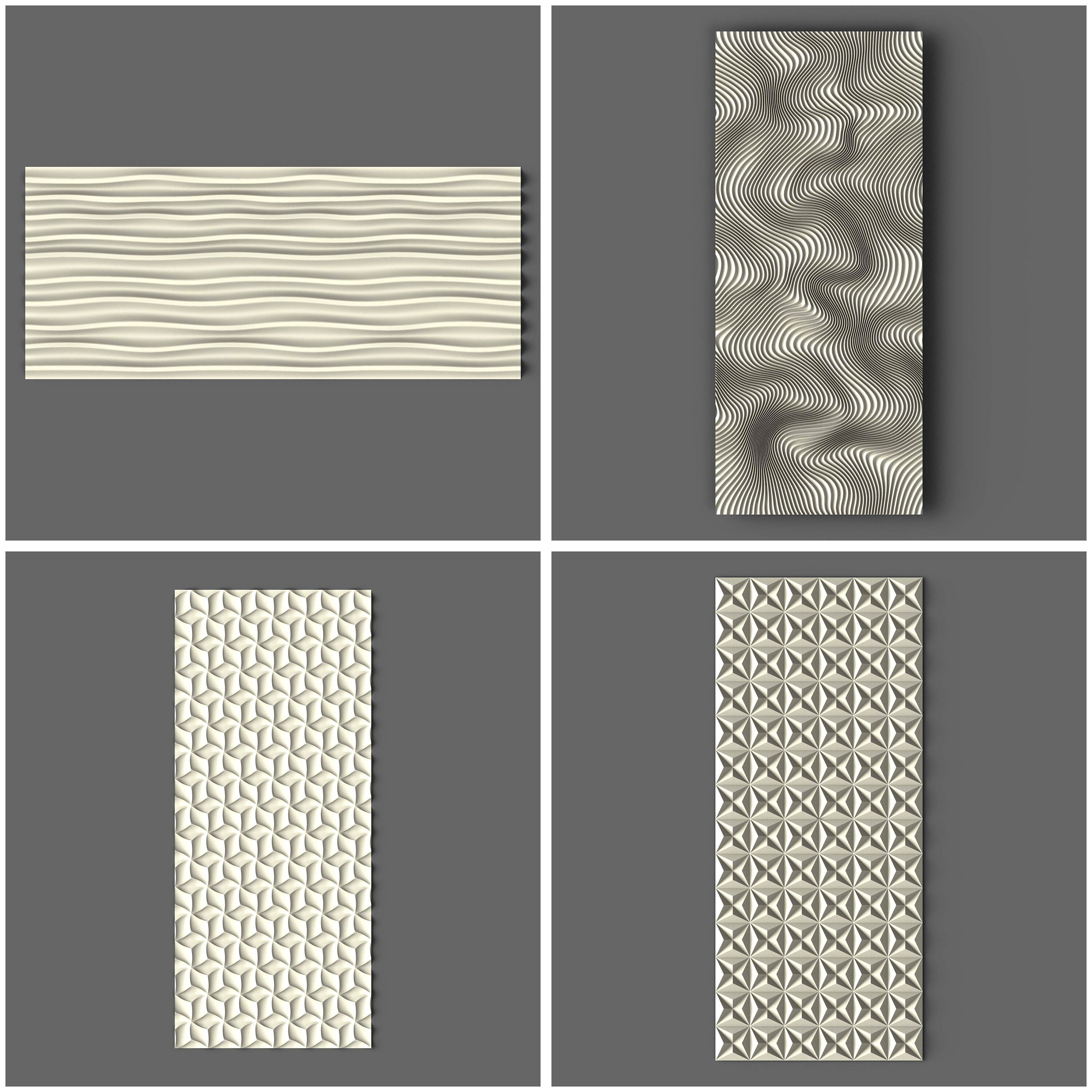 Wall 3d panels Set 1. 4Pcs 3D STL Models of wall panels for Etsy