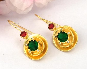 Precious Hydro Iolite Gemstone Earrings Earrings, Blue Drop & Dangle Earrings, Gold Plated Jewelry, Wedding Gift, Earrings For Sister 2186