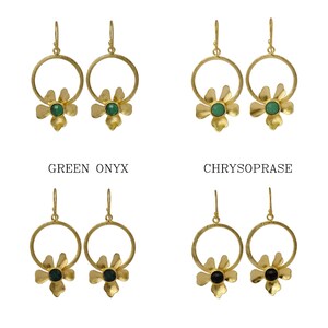Rare Hydro Green Onyx Floral Earrings Earrings, Green Drop & Dangle Earrings, Gold Plated Jewelry, Engagement Gift, Earrings For Mother 3005