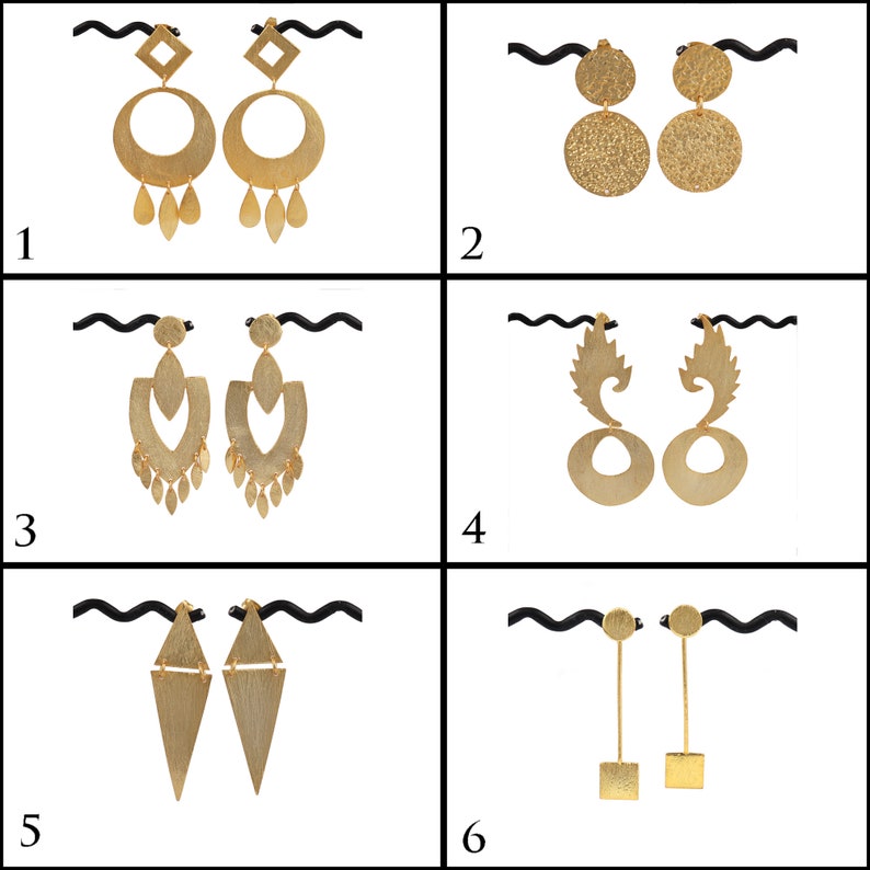 18k Gold on Brass Hook Minimalist Gold Earrings Bridesmaid Gifts Jewelry EJ-1099 Brushed Wavy Gold Earrings Stud Drop Earrings