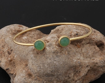 Chrysopras Edelstein Armreif Schmuck Onyx, Edelstein Schmuck Vergoldetes Fount Einstellbare Spannzange Armband Armband Schmuck (EJ-2089)