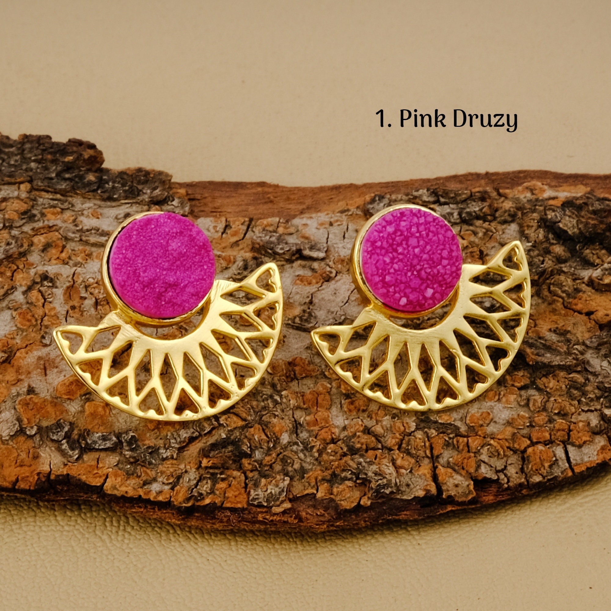 Druzy stone earrings deals