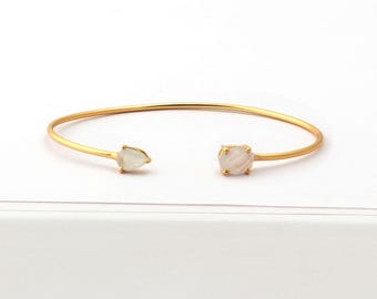 Apatit Edelstein Armband Smaragd Edelstein Schmuck, vergoldete Manschette verstellbar Armband Stacking Armreif Geschenk Schmuck (EJ-2124)
