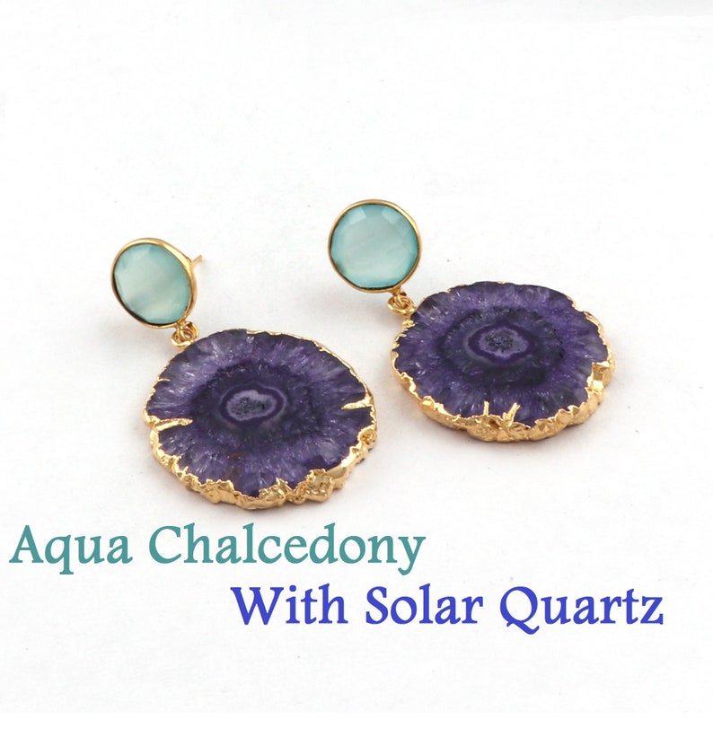Dangle Drop Earring For Women Girls Best Quality Quartz Earring Jewelry Quartz Stud Jewelry Solar Quartz Gold Plated Jewelry B-4048