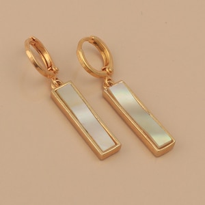 Vintage Natural White Moonstone Dangle Errings Earrings, White Hoop Earrings, Gold Plated Jewelry, Engagement Gift, Earrings For Mother 1464