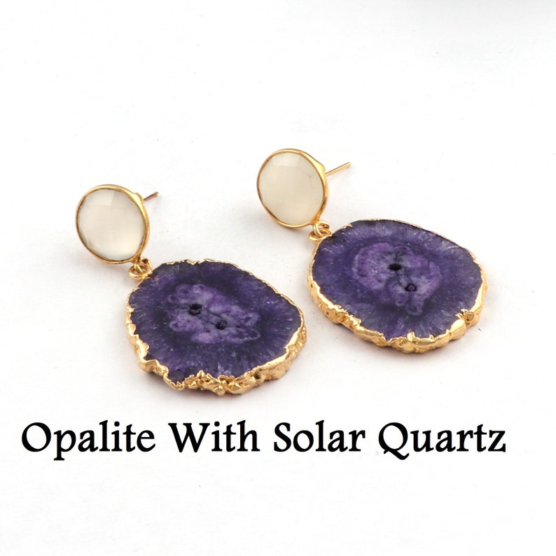 Dangle Drop Earring For Women Girls Best Quality Quartz Earring Jewelry Quartz Stud Jewelry Solar Quartz Gold Plated Jewelry B-4048