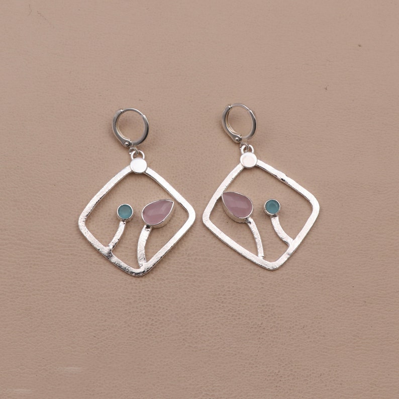 Round Pear Shape Multi Gemstone Earrings Emerald Women Earrings A-16357 Wedding Jewelry Earrings Natural Gemstone Earrings