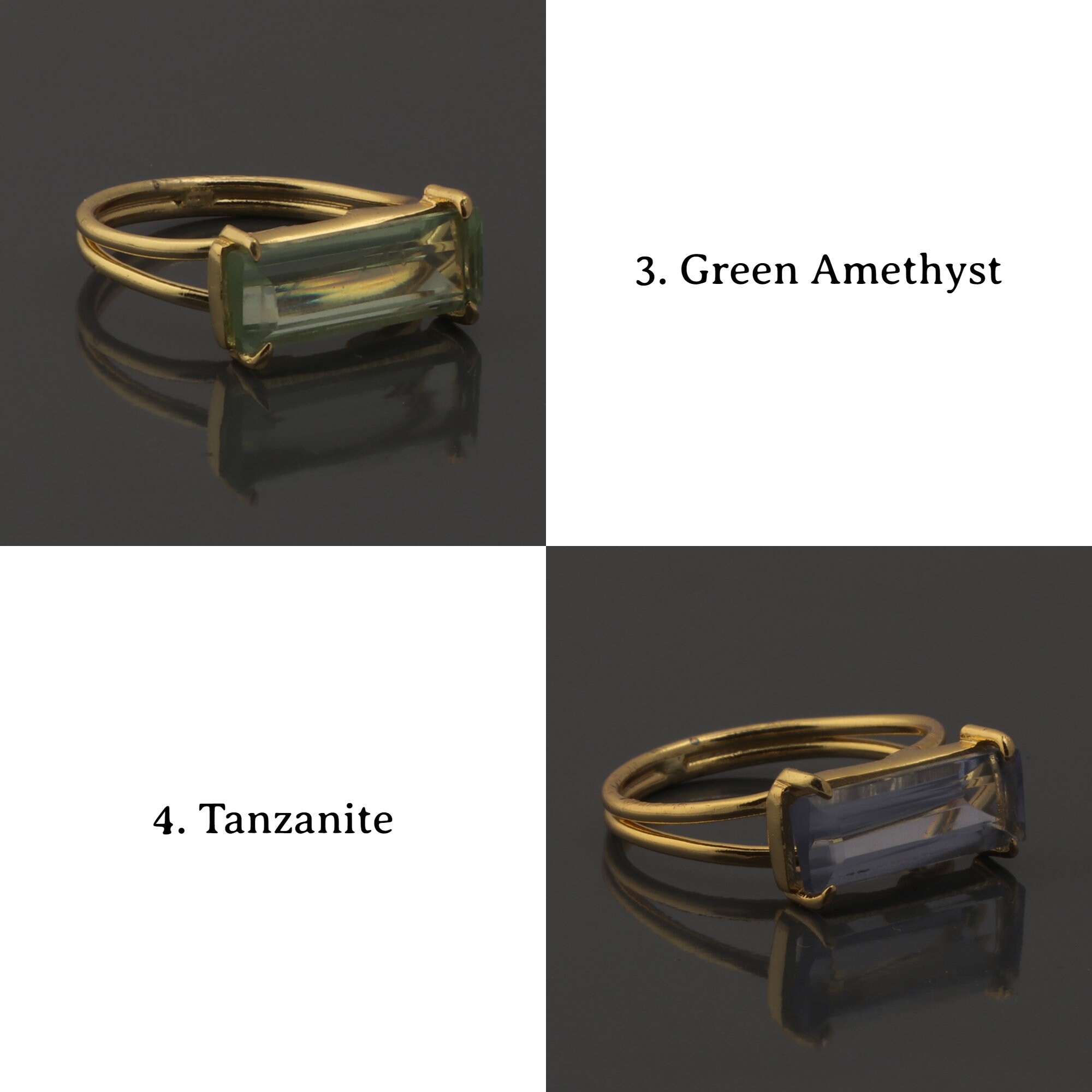Topaz Rings Quartz Gemstone Rings, Jewelry Double Layer Gold Plated ...
