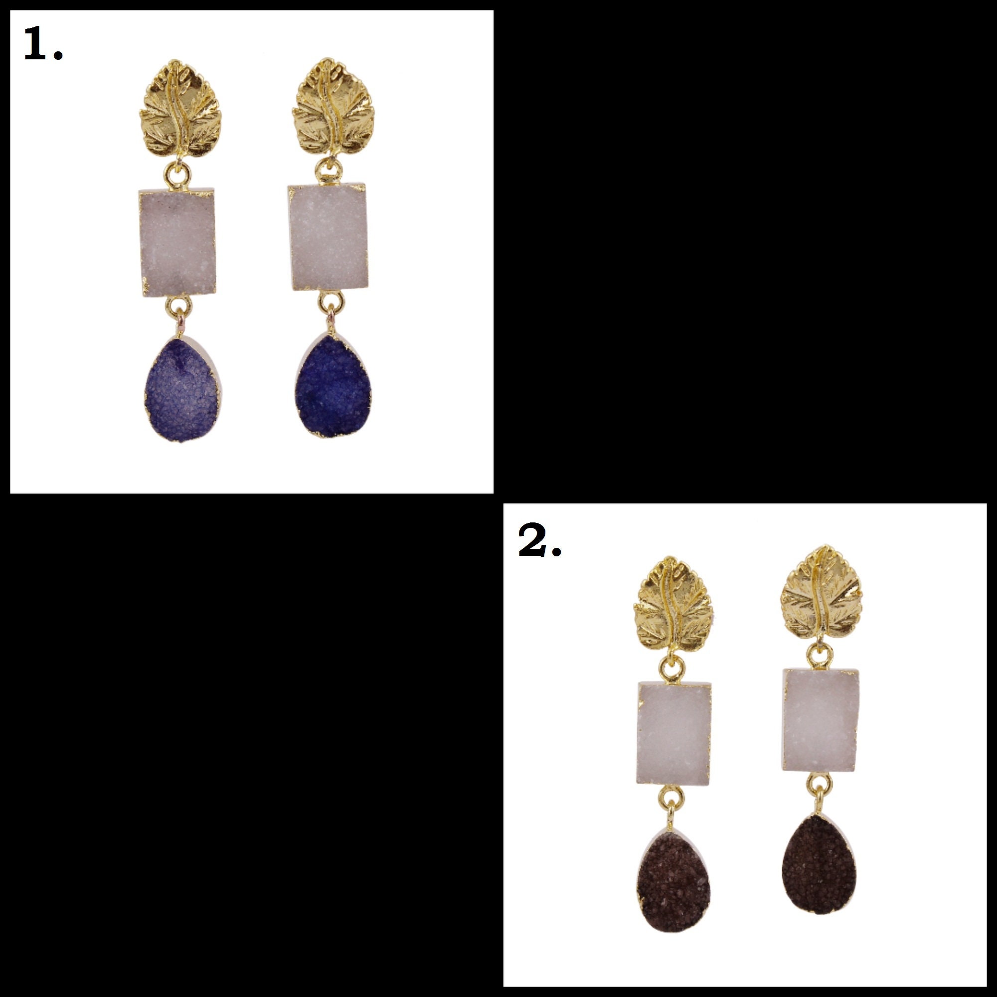Fashion Women Druzy Earrings Natural Agate Geode Gold Plated Small Ear Stud Gift Fashion Women Druzy Earrings Natural Agate Geode Gold Plated Small Ear Stud Gift