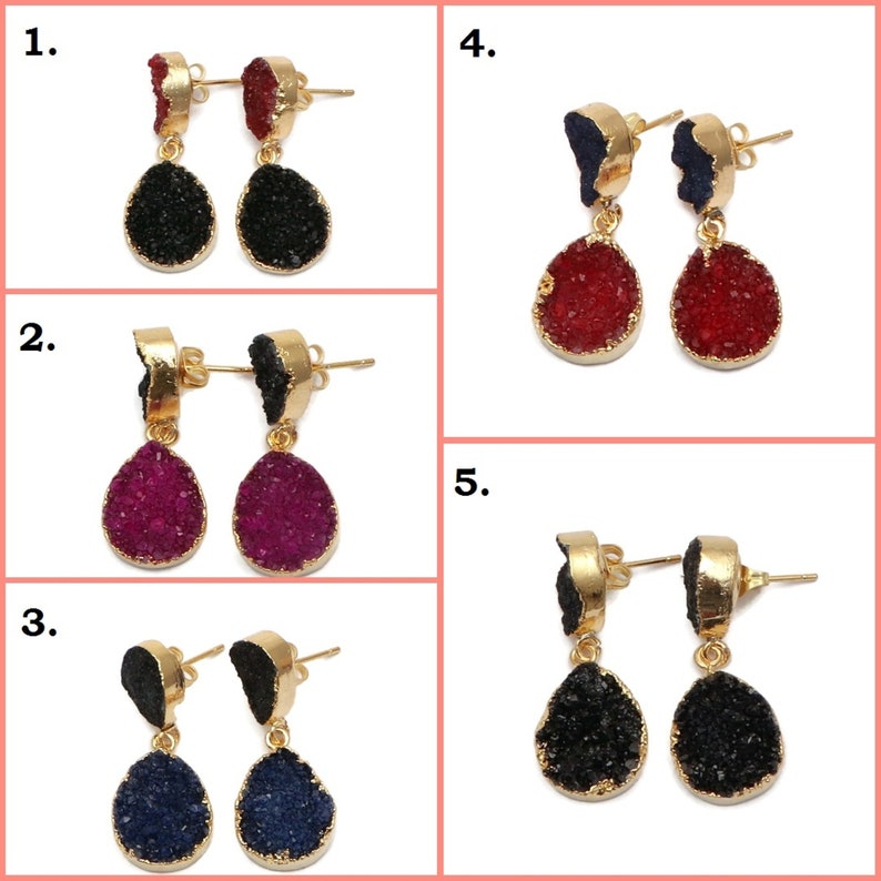 Handmade Gemstone Jewelry Natural Sugar Druzy Earrings,Gold Plated Drop Earrings Gift For Her EJ-1215 A Best Quality Agate Druzy Earrings